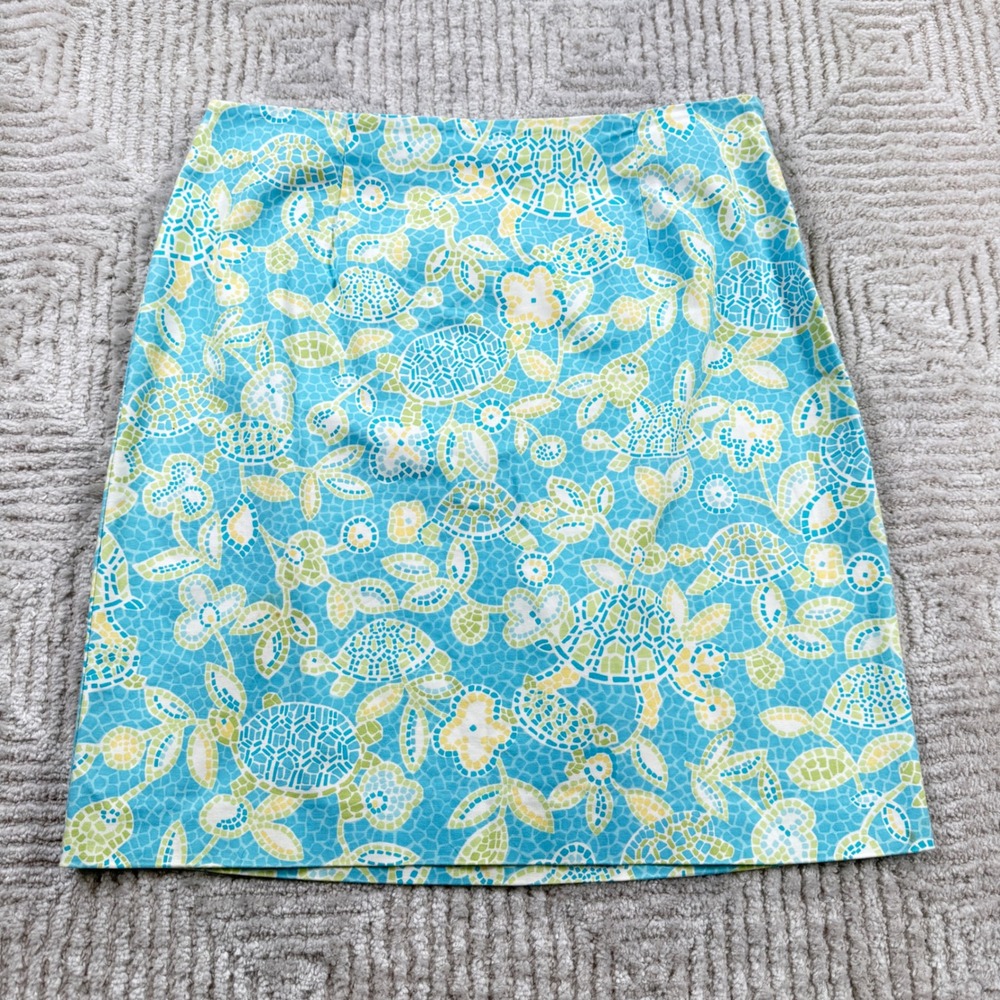 Talbots Mini Skirt Women 14 Turtle Mosaic Tropical Coastal Summer Resort VTG Y2K